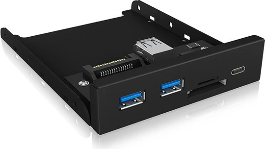 USB hub z vgrajenim čitalcem kartic ICY BOX IB-HUB1417-i3, 2x USB-A, 1x USB-C, SD/MicroSD, črn