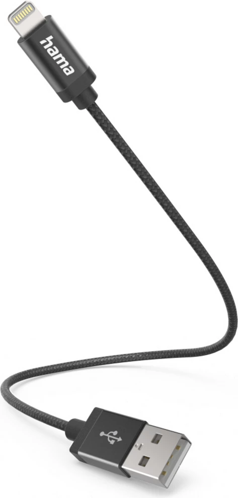 Kabel Lightning na USB-A, Hama 00201578, za polnjenje in prenos podatkov, črn
