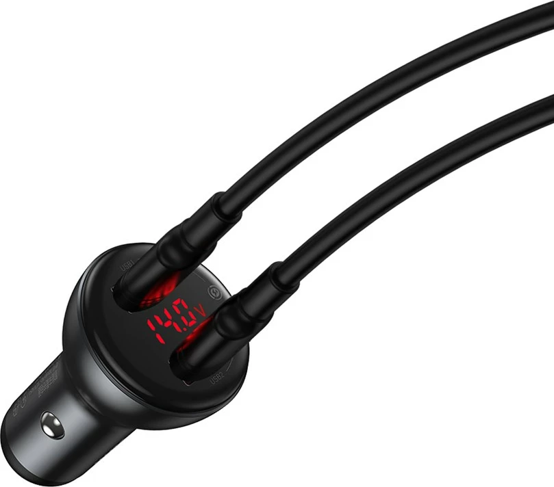 Avtopolnilec z zaslonom Baseus CCBX-0G, 2x USB, 24W, siv