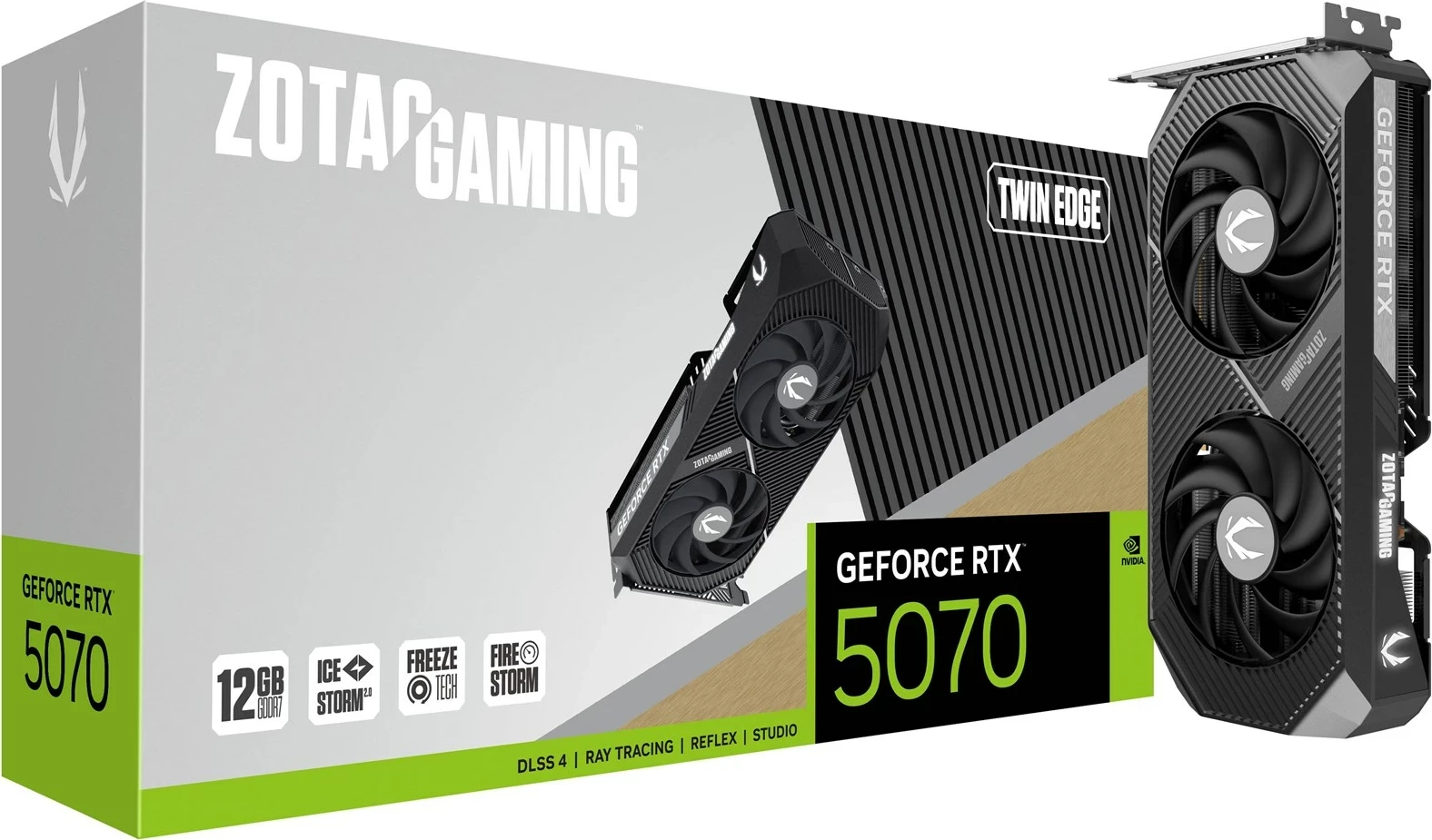 Grafična kartica ZOTAC GAMING GeForce RTX 5070 Twin Edge, 12 GB GDDR7, črna