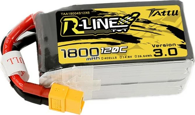 LiPo baterija 1800mAh, 14,8V, 120C, XT60, Tattu R-Line Version 3.0