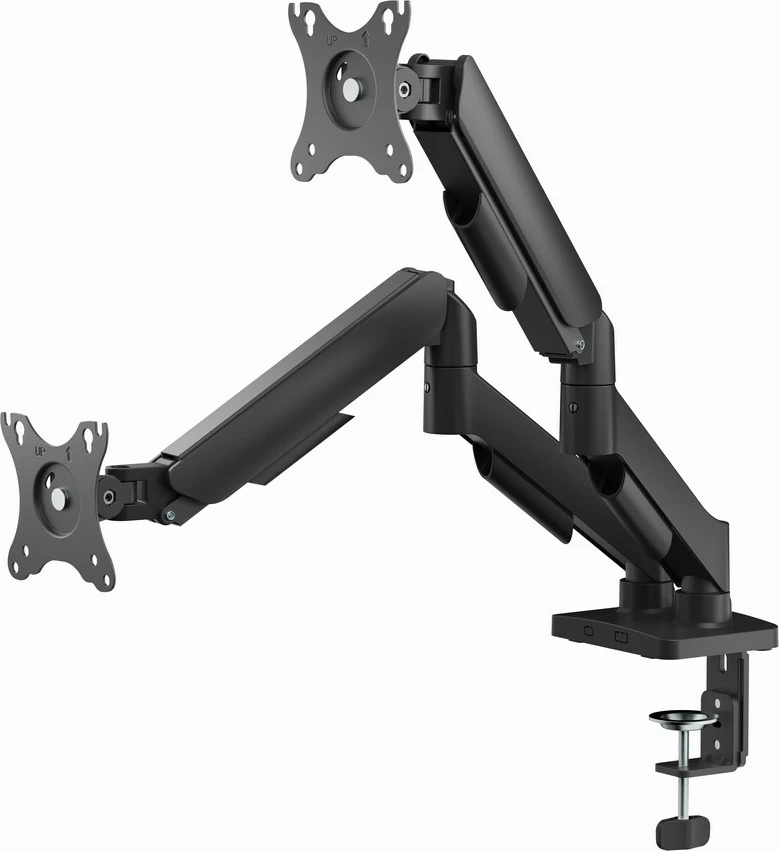 Nastavljiv nosilec za dva monitorja GEMBIRD MA-DA2U-01, za 17–32", z USB priključki, črn