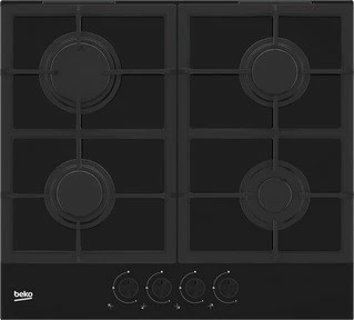 Plinska kuhalna plošča, Beko HILG642C5SB, 4 kuhališča, črna, steklo