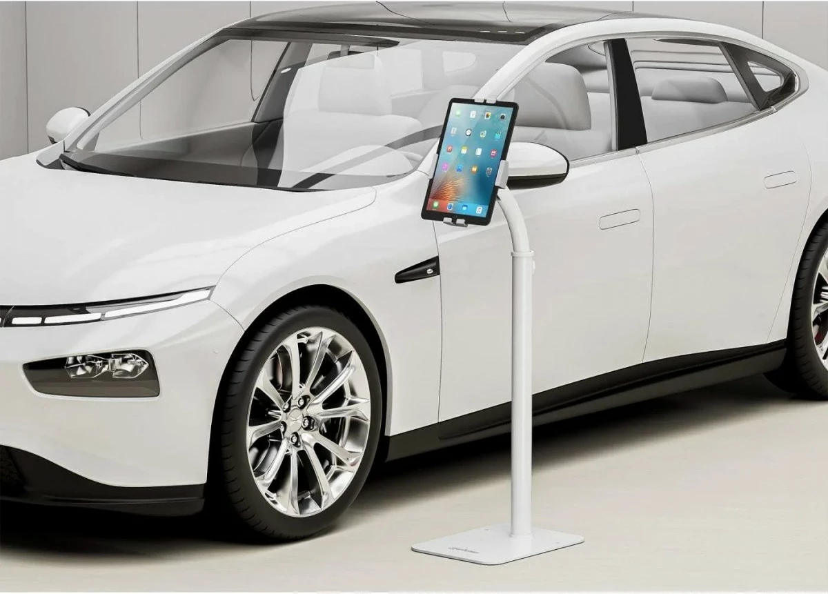 Stojalo za tla za tablico 7,9–11" Techly 406345, belo, z varnostnim ključem