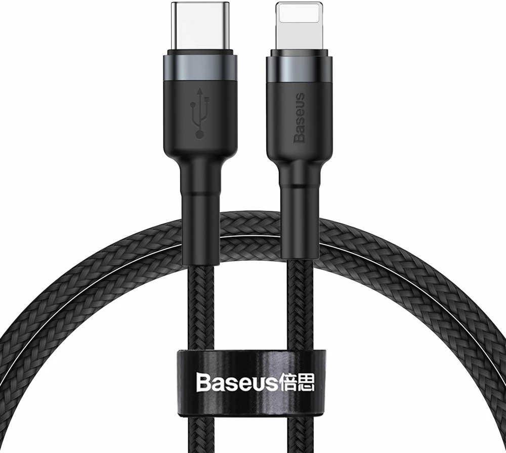 Kabel USB-C na Lightning Baseus Cafule CATLKLF-G1, 1 m, 18 W, črno/siv
