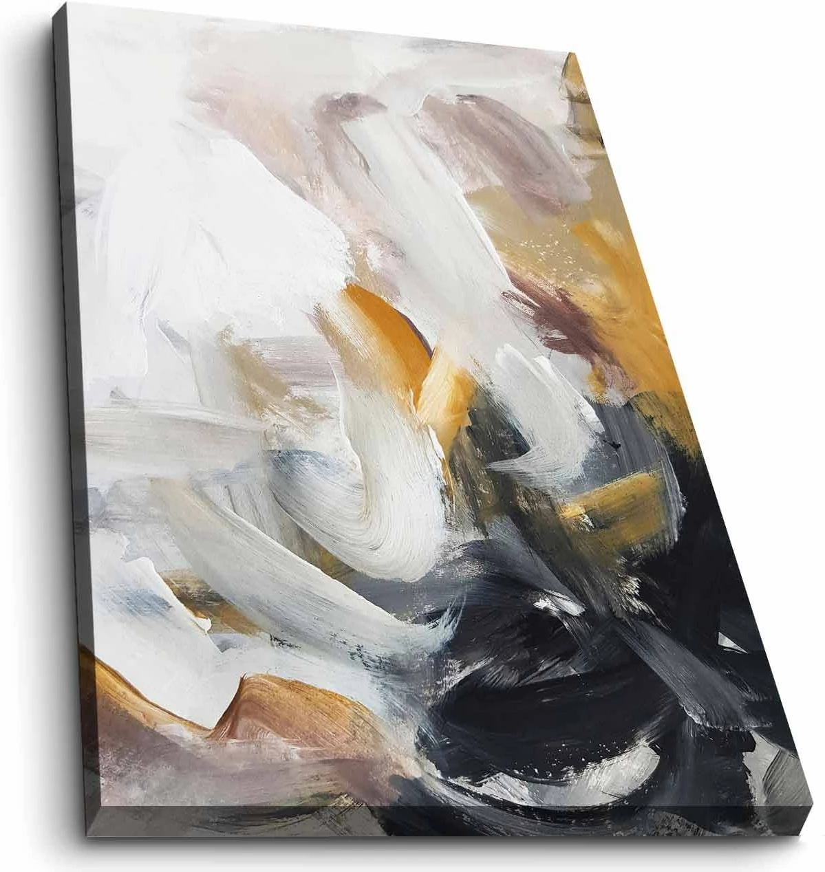 Dekorativna slika na platnu, barve camel, rdeča damson, bela, črna, 45x70 cm, 4570NISC-009
