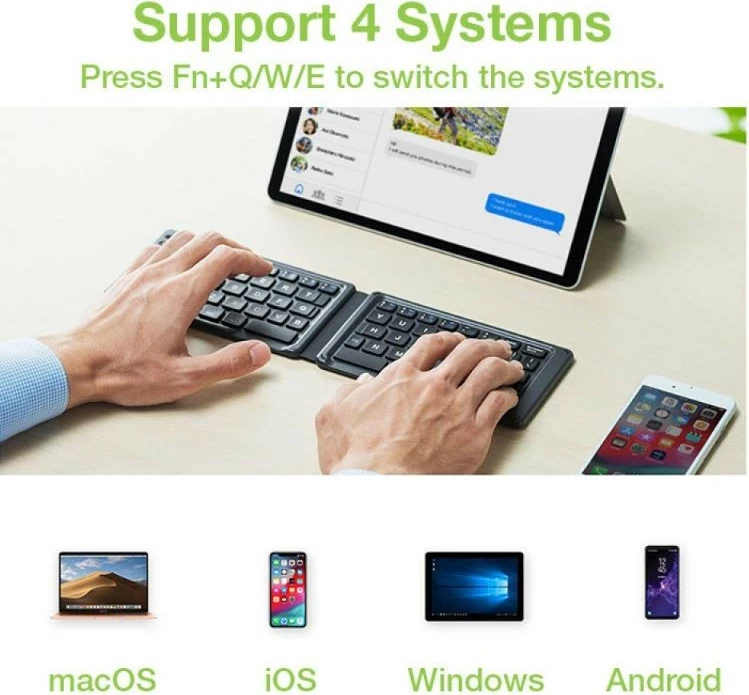 Brezžična zložljiva tipkovnica Techly 364156, Bluetooth 3.0, črna