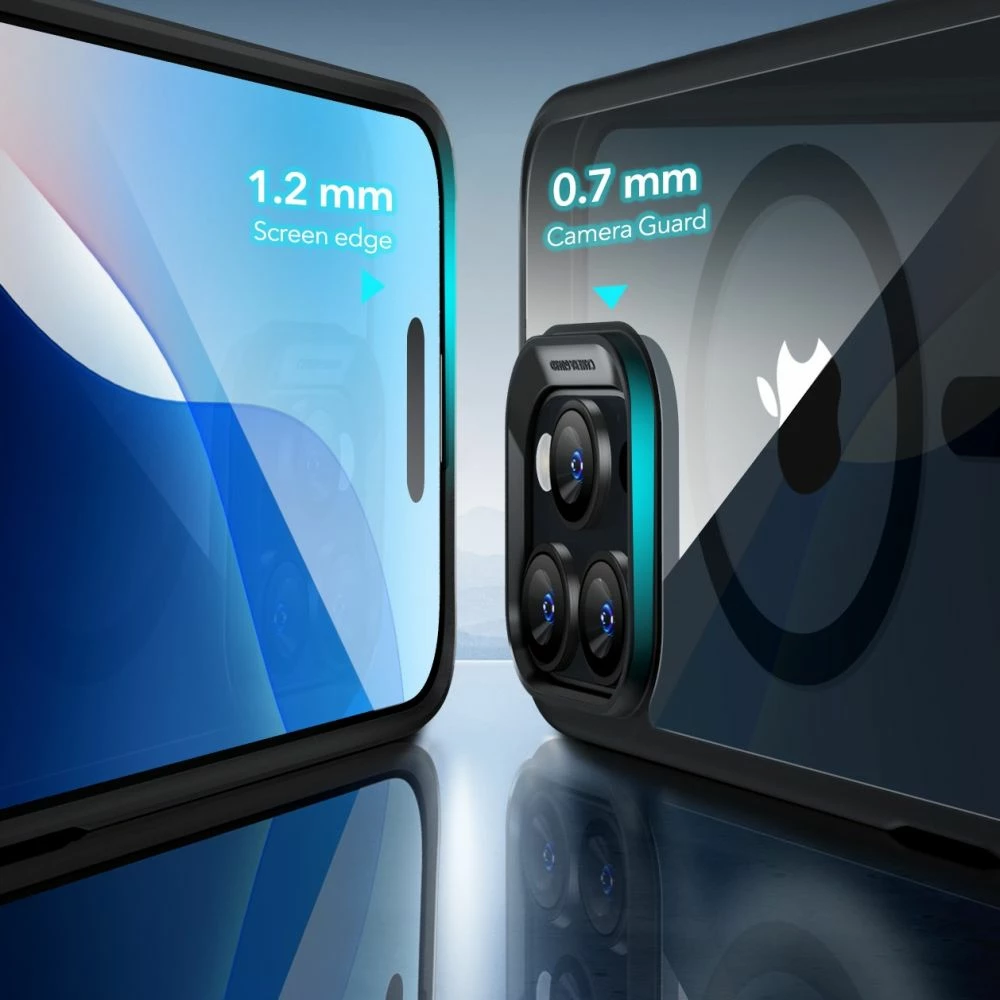 Prozoren ovitek za telefon s črnim robom in kaljenim steklom ESR Classic Hybrid HaloLock MagSafe za iPhone 16 Pro