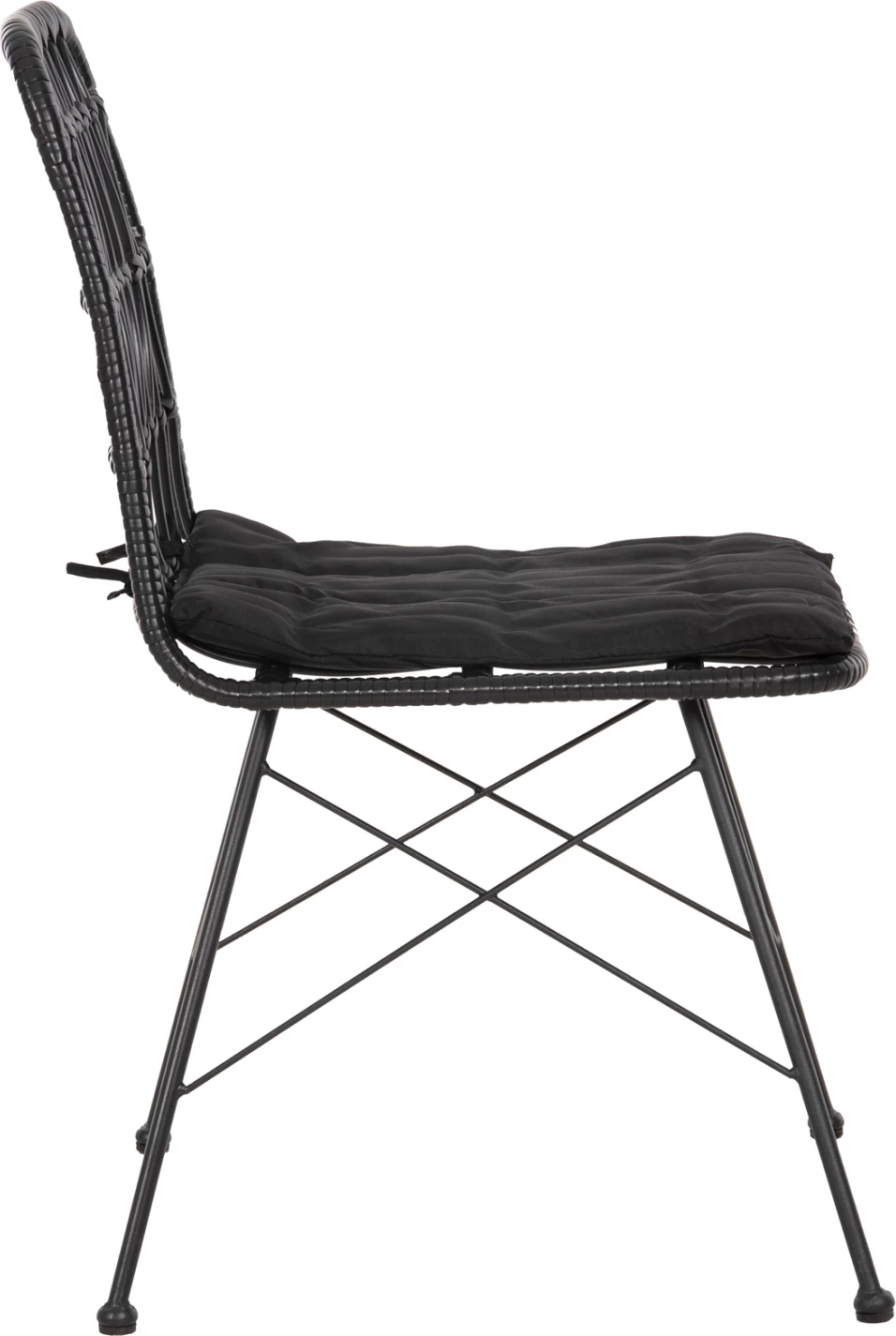 Vrtni stol ALLEGRA FH5453.12 kovina-blazina-pletenina v črni barvi 52x52x83.5Hcm