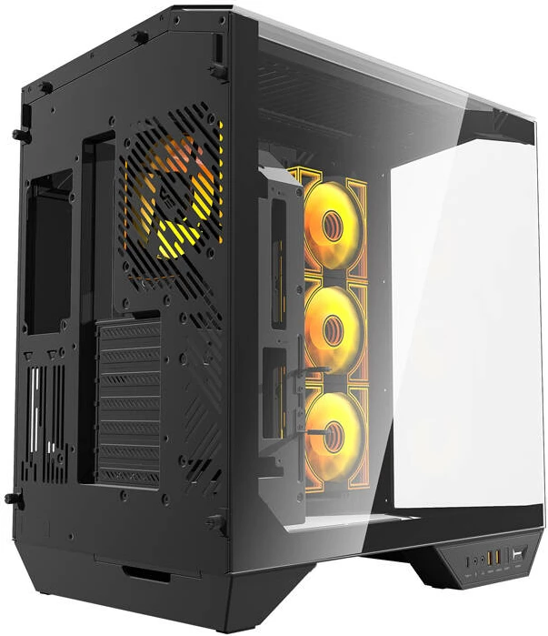 Računalniško ohišje Midi Tower Darkflash DY470, ATX/mATX/ITX, 4 ventilatorji ARGB, kaljeno steklo, USB‑C, črno, set 4 ventilatorjev