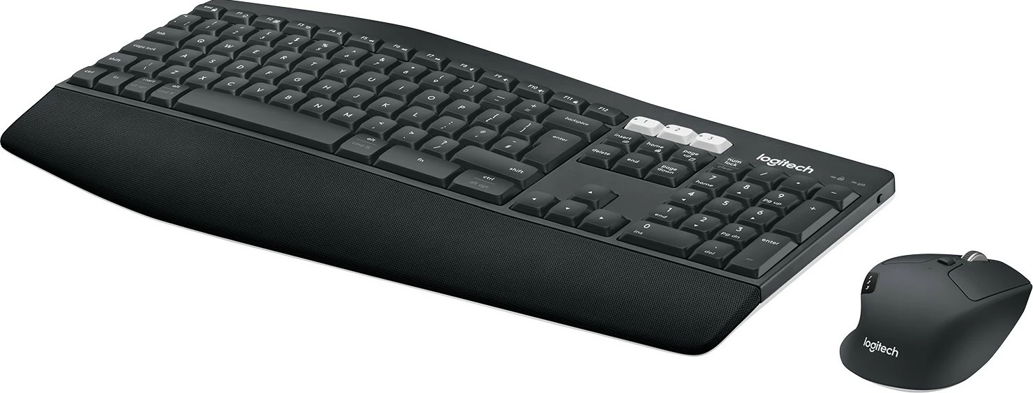 Brezžična tipkovnica in miška Logitech MK850 Performance, tipkovnica polne velikosti (100%), RF Wireless + Bluetooth, QWERTZ, črna