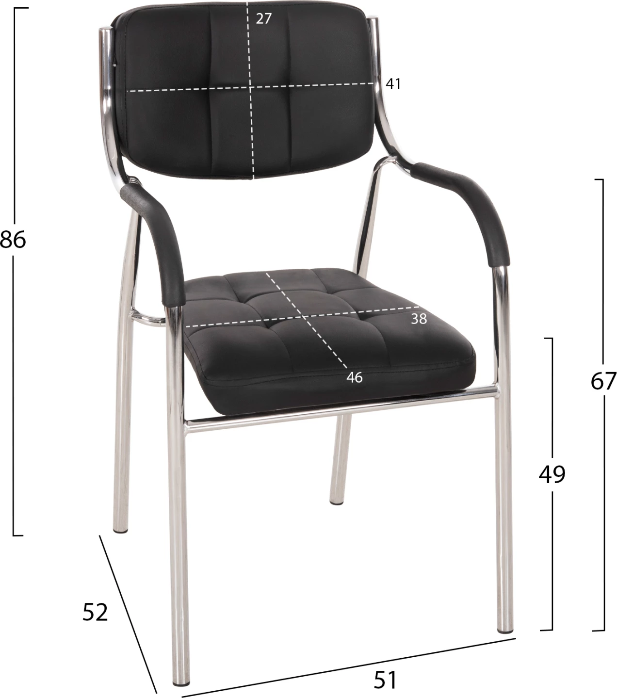Konferenčni pisarniški stol OBERON FH1018.01 Črna PU 54x52x87Ηcm