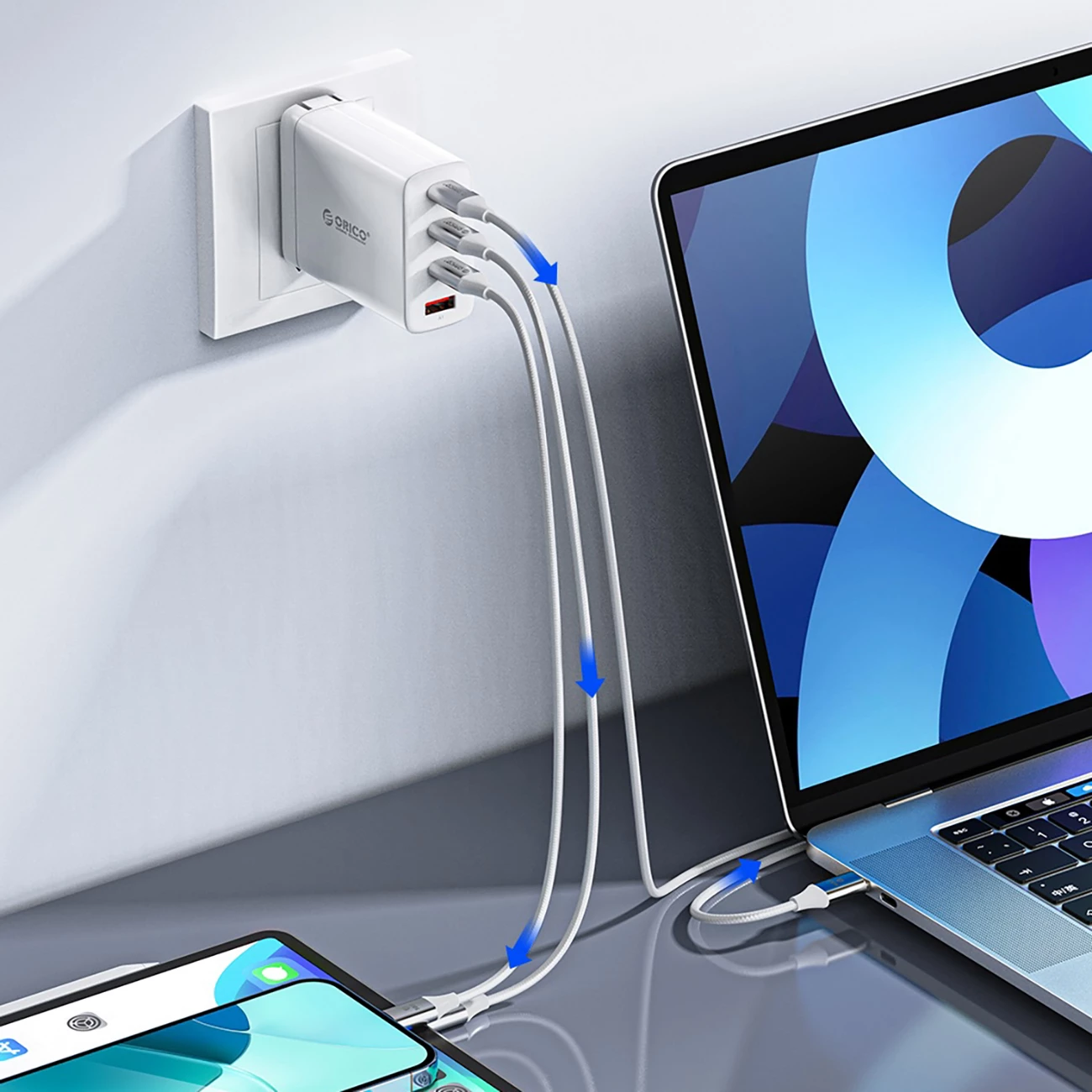 USB-C na USB-C kabel, Orico CDX, 1 m, 60 W, 3 A, bel