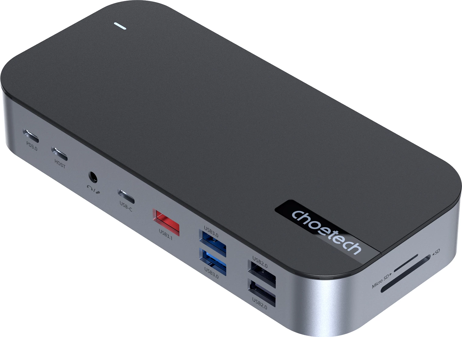 Večfunkcijski HUB Choetech HUB-M52, USB-C, HDMI, VGA, DP, SD, RJ45, siva