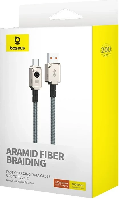 USB kabel Unbreakable Baseus, 2 m, 100 W, bel