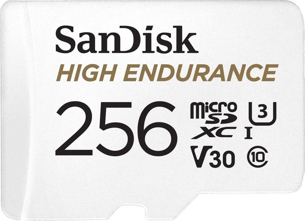 Visoka vzdržljivost kartica SanDisk High Endurance, 256 GB, MicroSDXC, bela