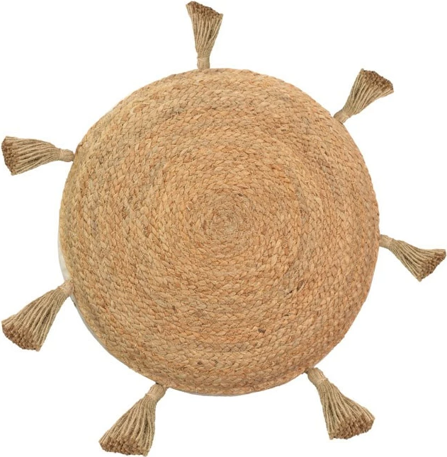 Okrogla blazina iz naravnega ecru blaga, Elefon Inart, Ø40x7,5 cm