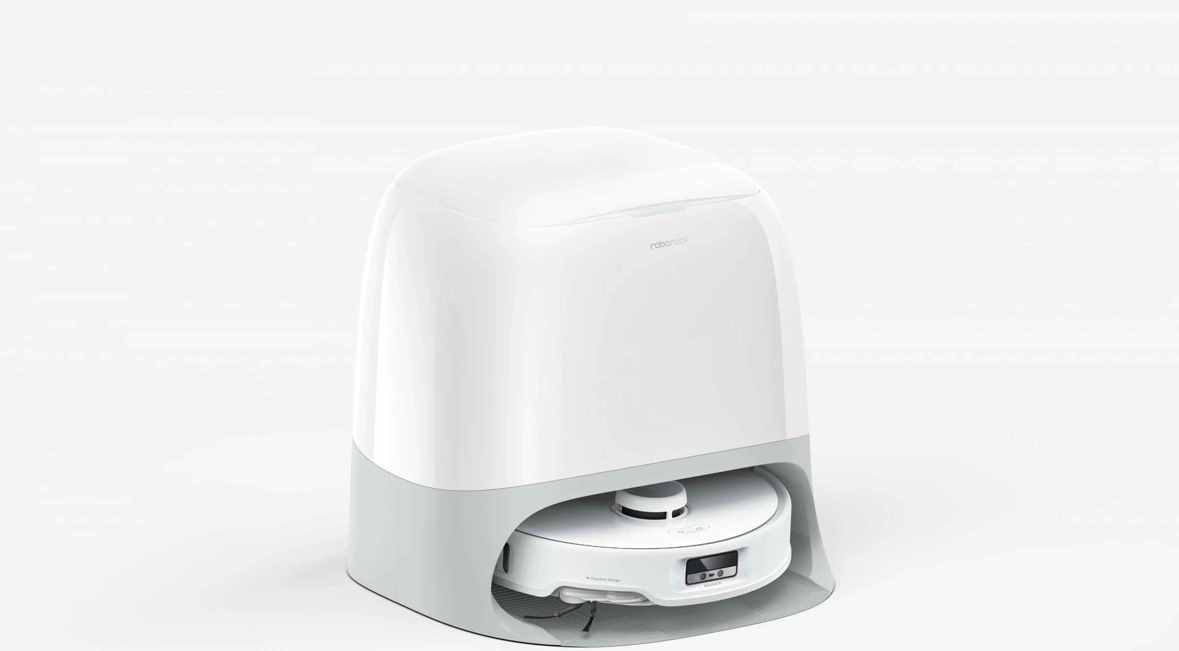 Robot za čiščenje Roborock Q Revo Curv, 0,325 L, baza 2,5 L, bel