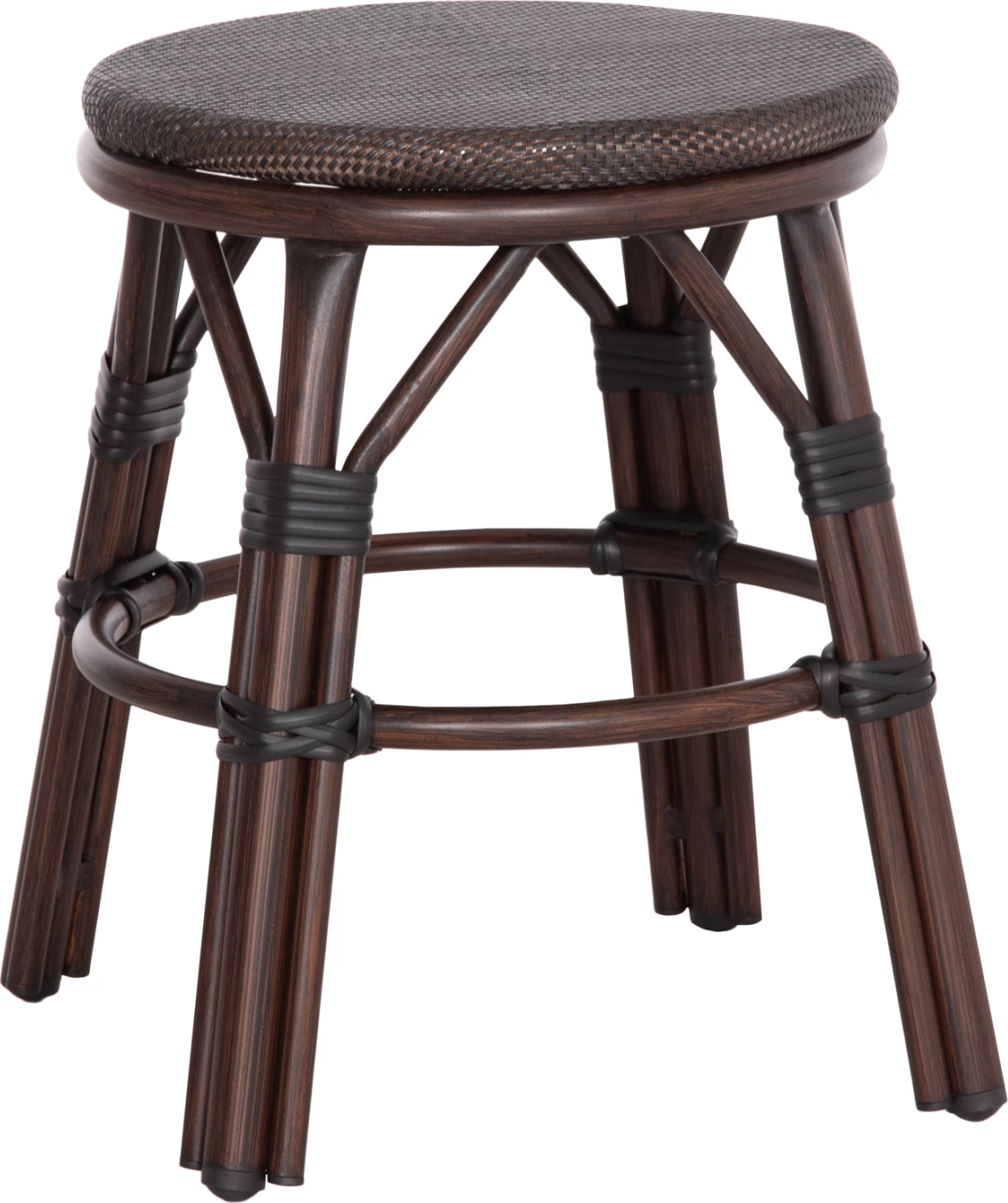 Aluminijasti okrogli stol CHINO FH6285.01 videz bambusa rjavo-tekstilen rjavo Φ36x46Hcm