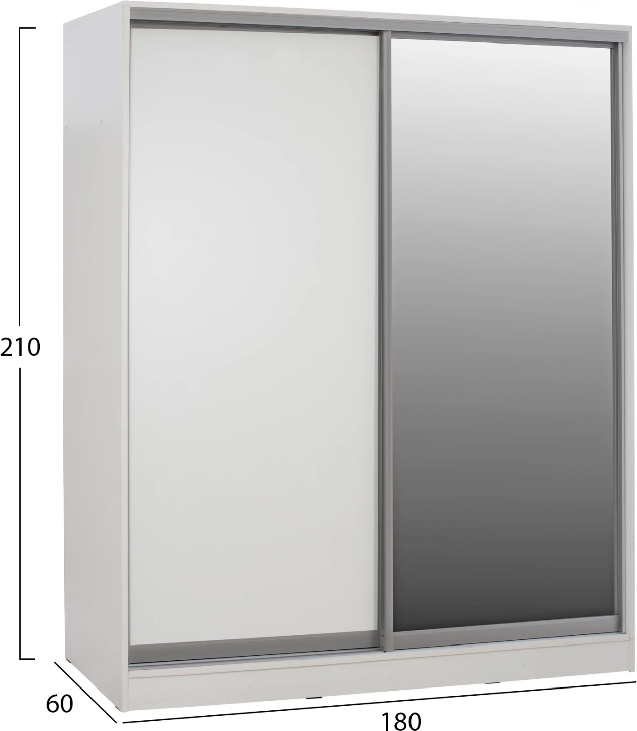 Bela melaminska garderobna omara ADLER z ogledalom FH2437.03 180x60x210 cm