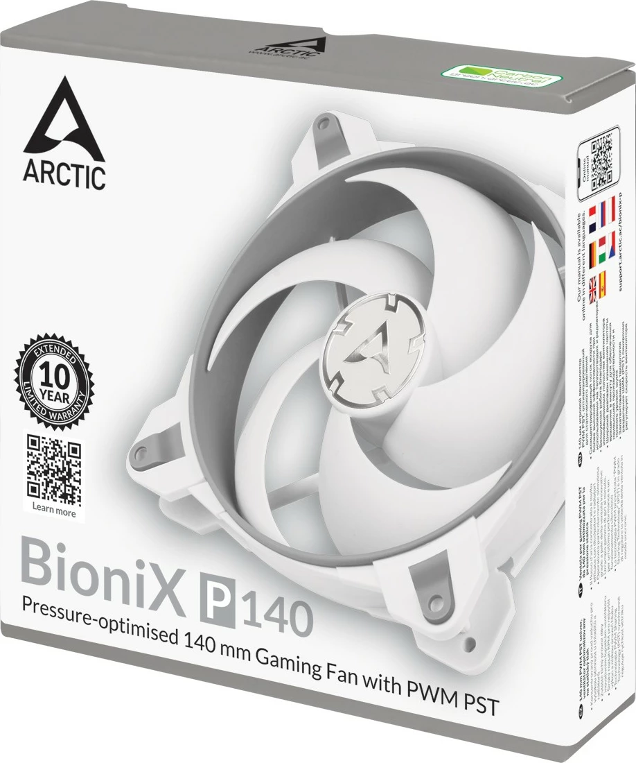 Ventilator za ohišje ARCTIC BioniX P140, 140 mm, PWM PST, siv/bele
