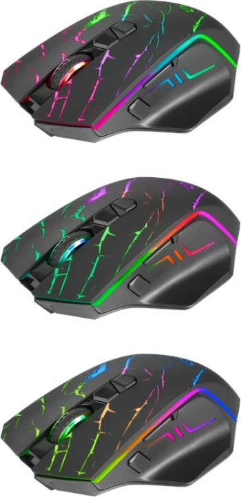 Igralna brezžična miška Defender URAN GM-503, 3200 DPI, 7 gumbov, črna, z večbarvno osvetlitvijo