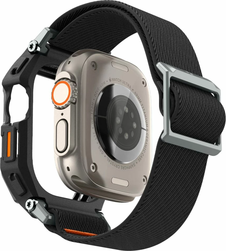 Ovitek z nastavljivim paščkom za Apple Watch Ultra 1/2 (49 mm) Spigen Lite Fit Pro, mat črn