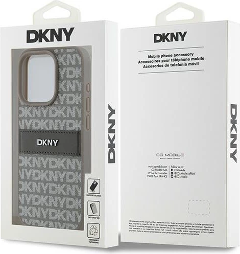 Ovitek Mono Stripe & Metal Logo DKNY za iPhone 15 Pro Max, bež
