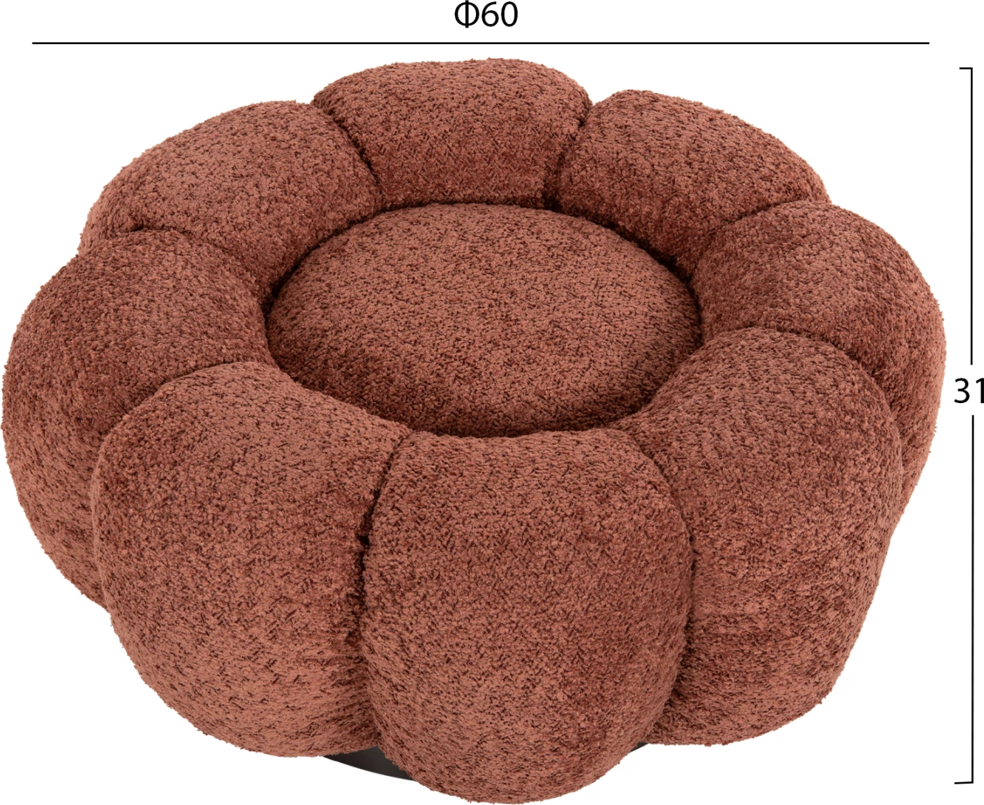 Okrogli stol KRIPP FH9602.02 roza boucle-črna kovinska osnova Φ60x31Hcm
