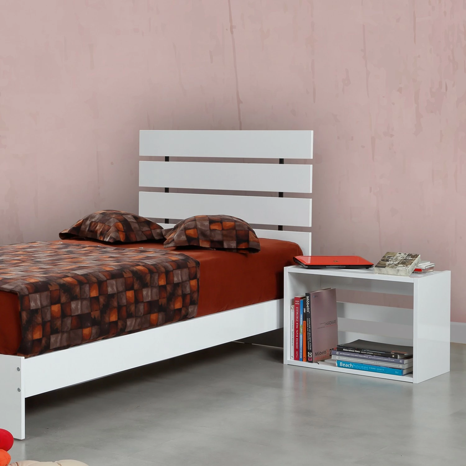 Enojna postelja Fuga 90, bela, Hanah Home