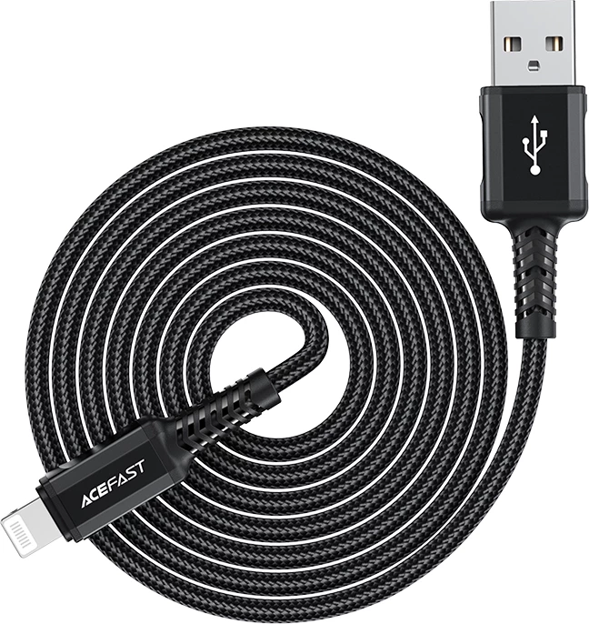 Kabel USB na Lightning Acefast C4-02-A-L, 1,8 m, 2,4 A, črn