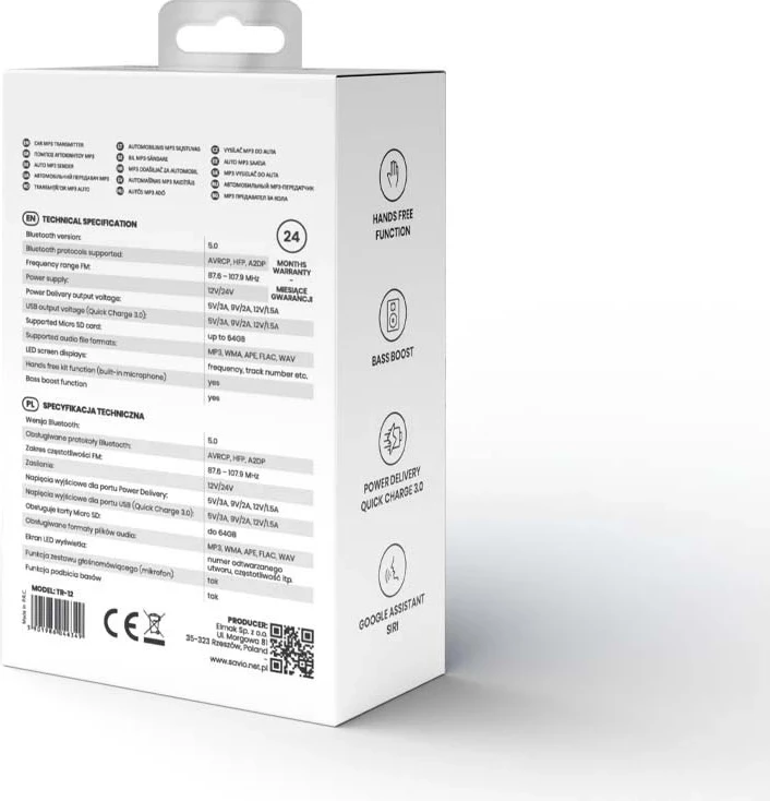 Brezžični avdio oddajnik Savio TR-11/B, 3,5 mm, 15 m, črn