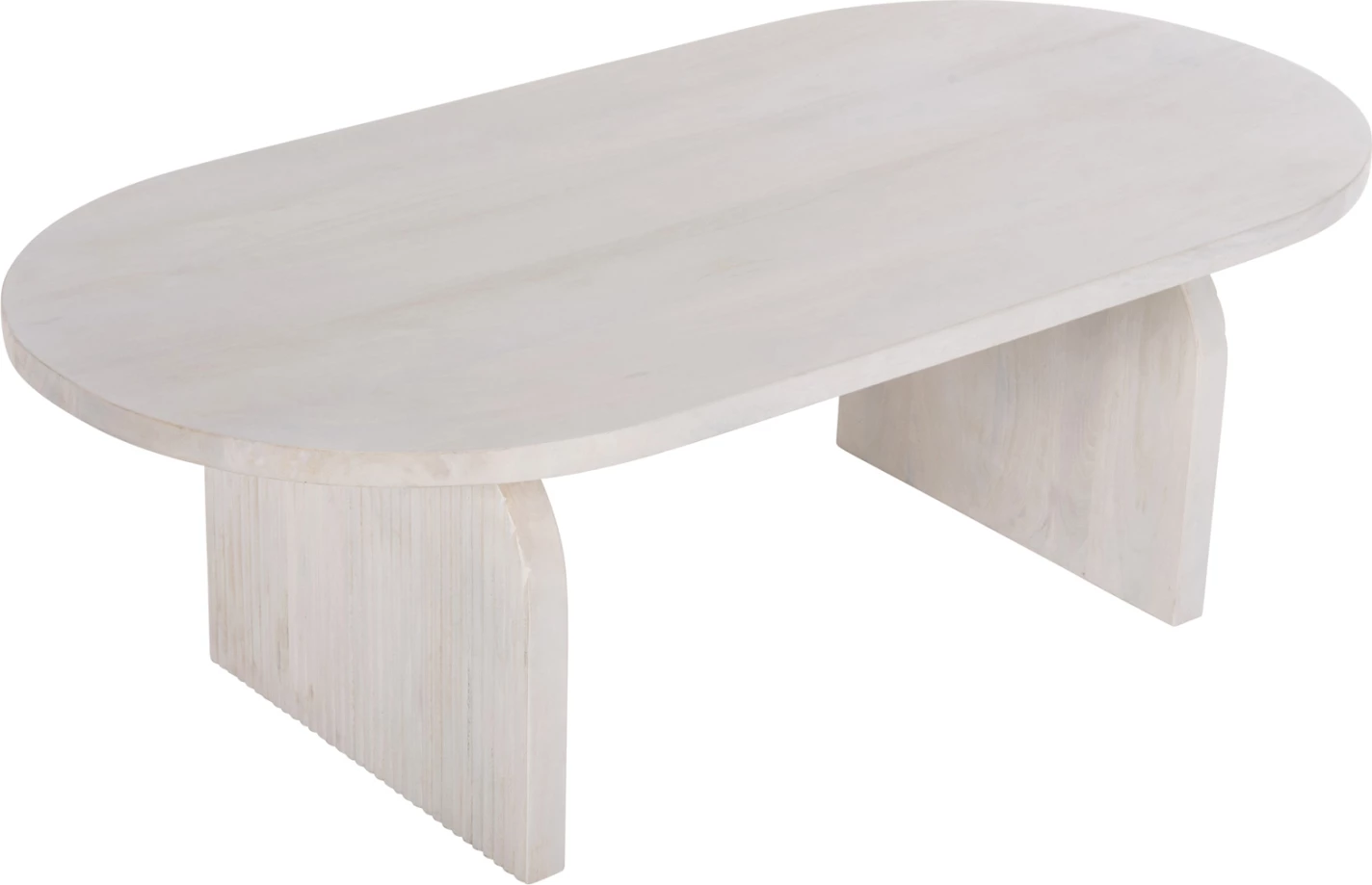 Ovalna klubska miza HONKY FH9691 iz masivnega mangovega lesa v beli barvi 120x60x40H cm