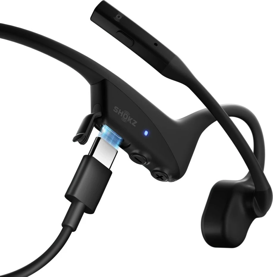 Kostno prevodno komunikacijsko slušalko SHOKZ OpenComm2 2025 Upgrade, Bluetooth, brezžične, z Boom mikrofonom, črne