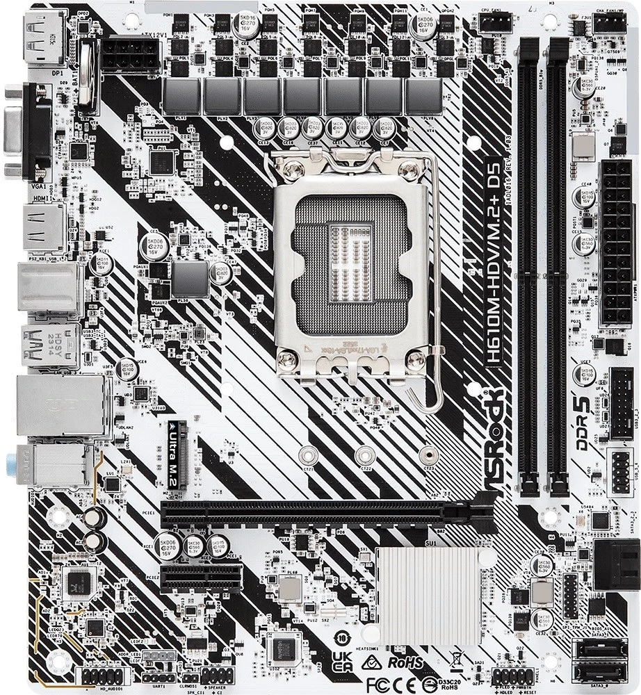 Matična plošča Asrock H610M-HDV/M.2+ D5, LGA 1700, micro ATX