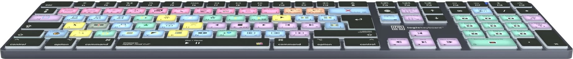 Računalniško ohišje, brezžično, Bluetooth, polne velikosti, osvetljeno, za Final Cut Pro, titan Logickeyboard LKB-FCPX10-TM-UK