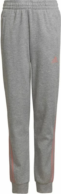 Otroške hlače adidas, sive z rožnatimi detajli