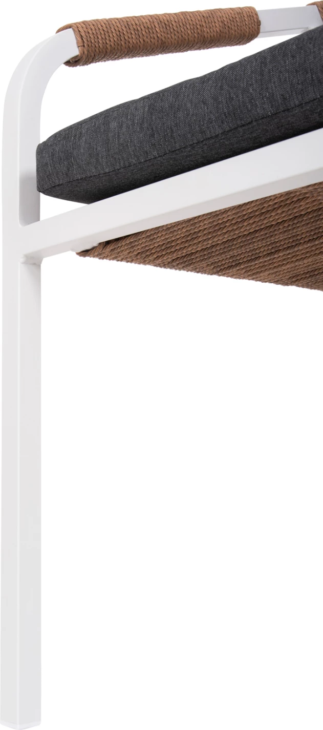 Fotelj MAERLY FH6051.01 bel aluminij-antracit blazine-P.E. ratan v svetlo rjavi barvi 55,5x62,5x85Hcm