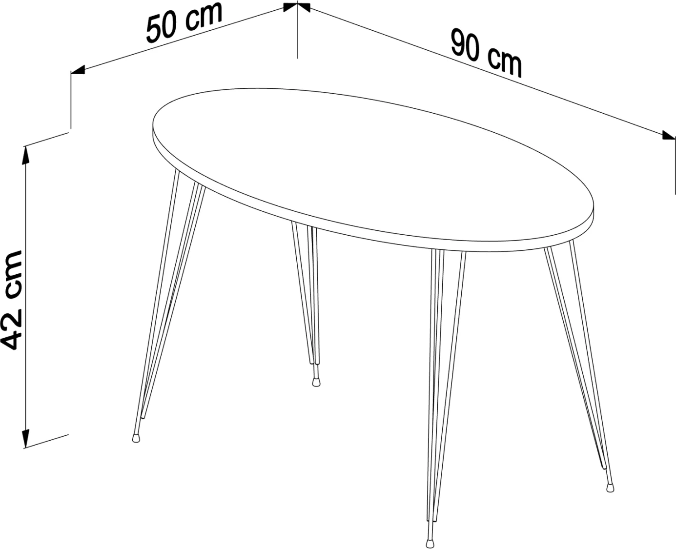 Klubska miza Granit FH18177.02 melamin v videzu črnega marmorja-črne kovinske noge 90x50x42Hcm