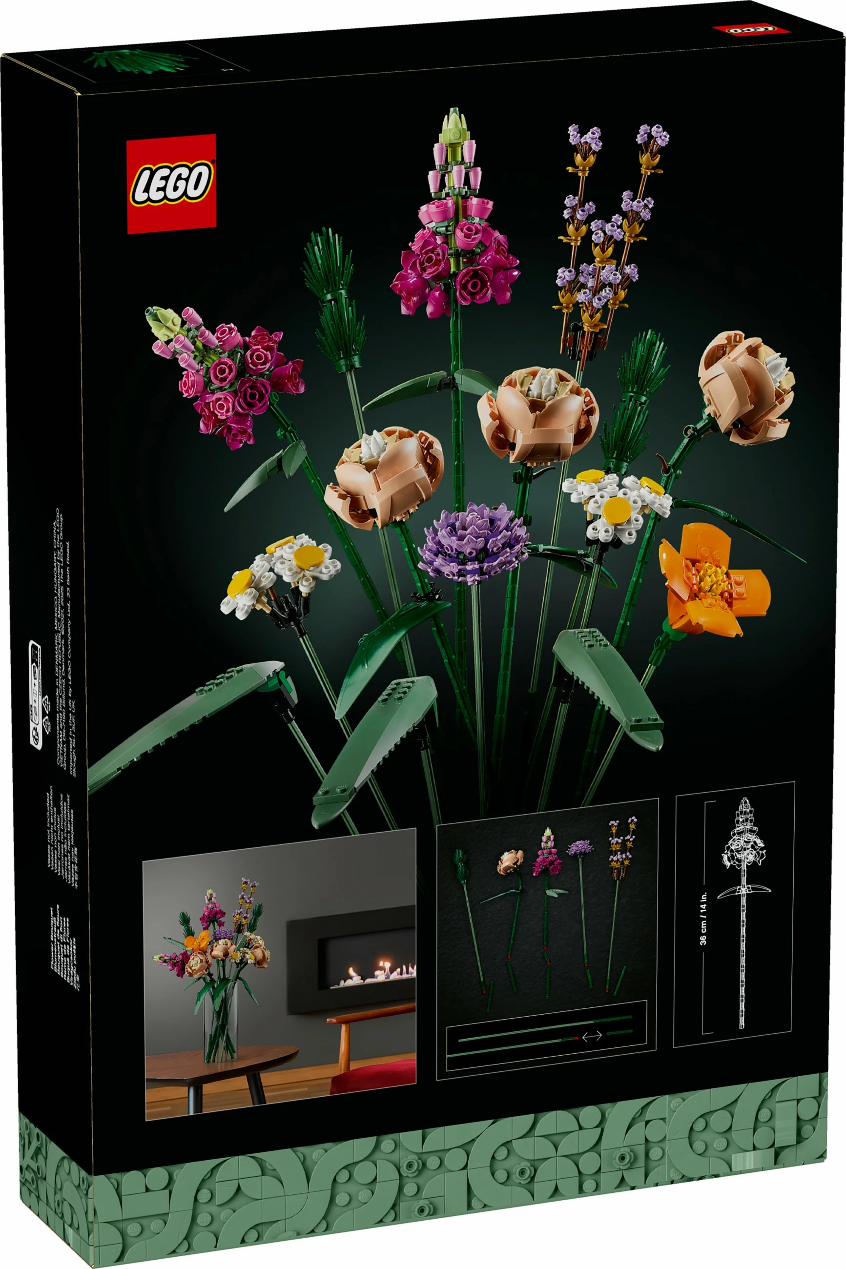 Buketa cvetov, LEGO ICONS Flower Bouquet, 756 kosov, večbarvno