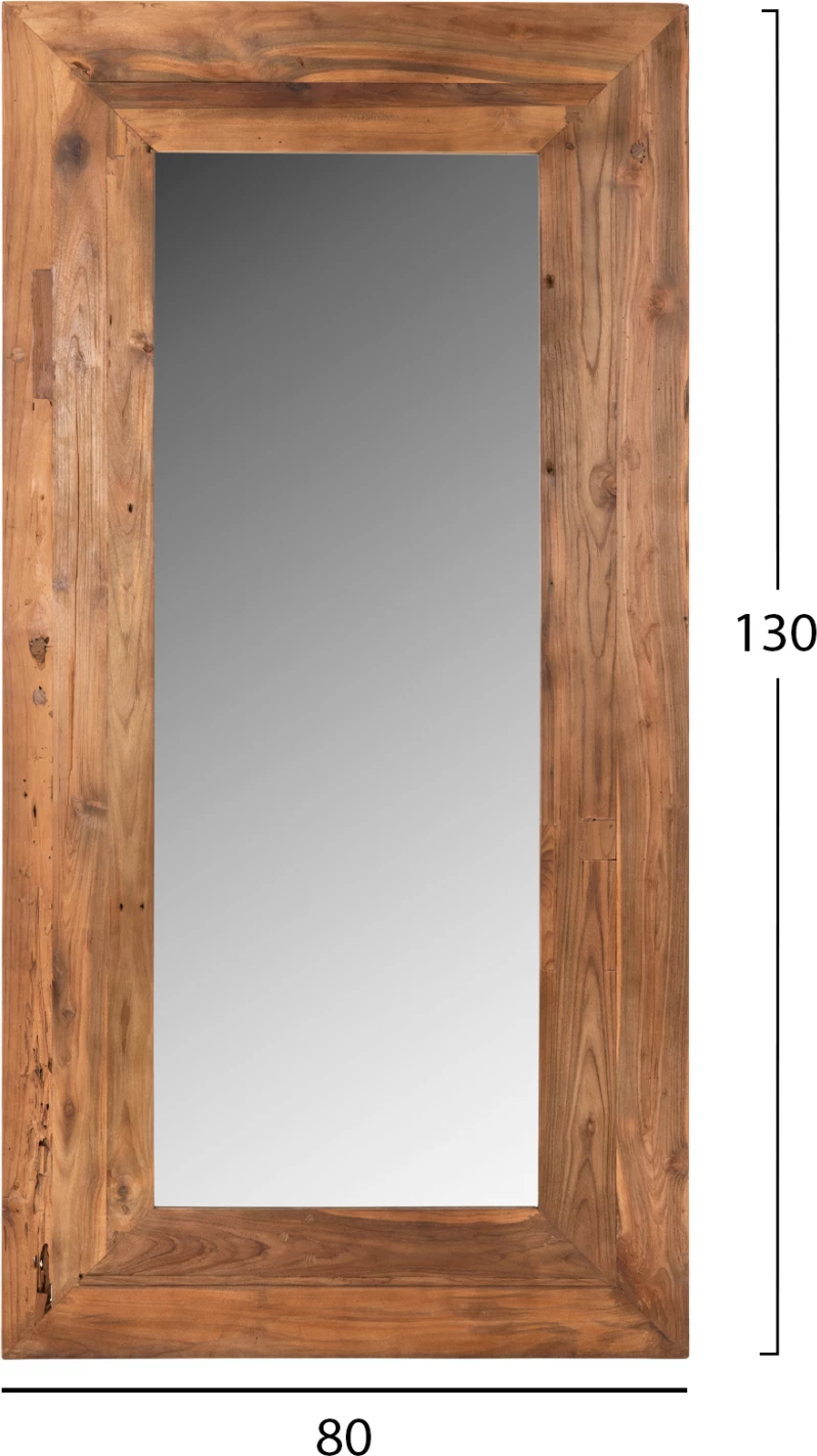 Stensko ogledalo YORKSHIRE FH4268 z okvirjem iz recikliranega tikovega lesa 80x130 cm