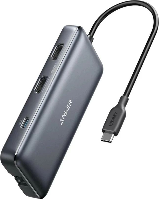 USB hub z več priključki Anker A8380, USB 3.2 Gen 1, 100 W, črn