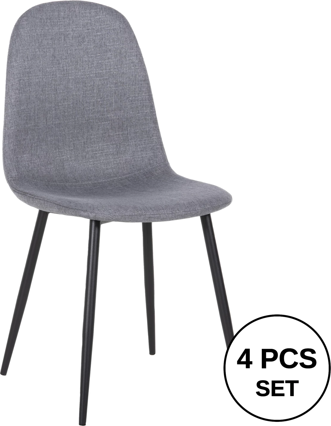 Jedilni stol LEONARDO FH00100.26 sivo blago in črne kovinske noge 42x49,5x89Hcm, set 4 kosov