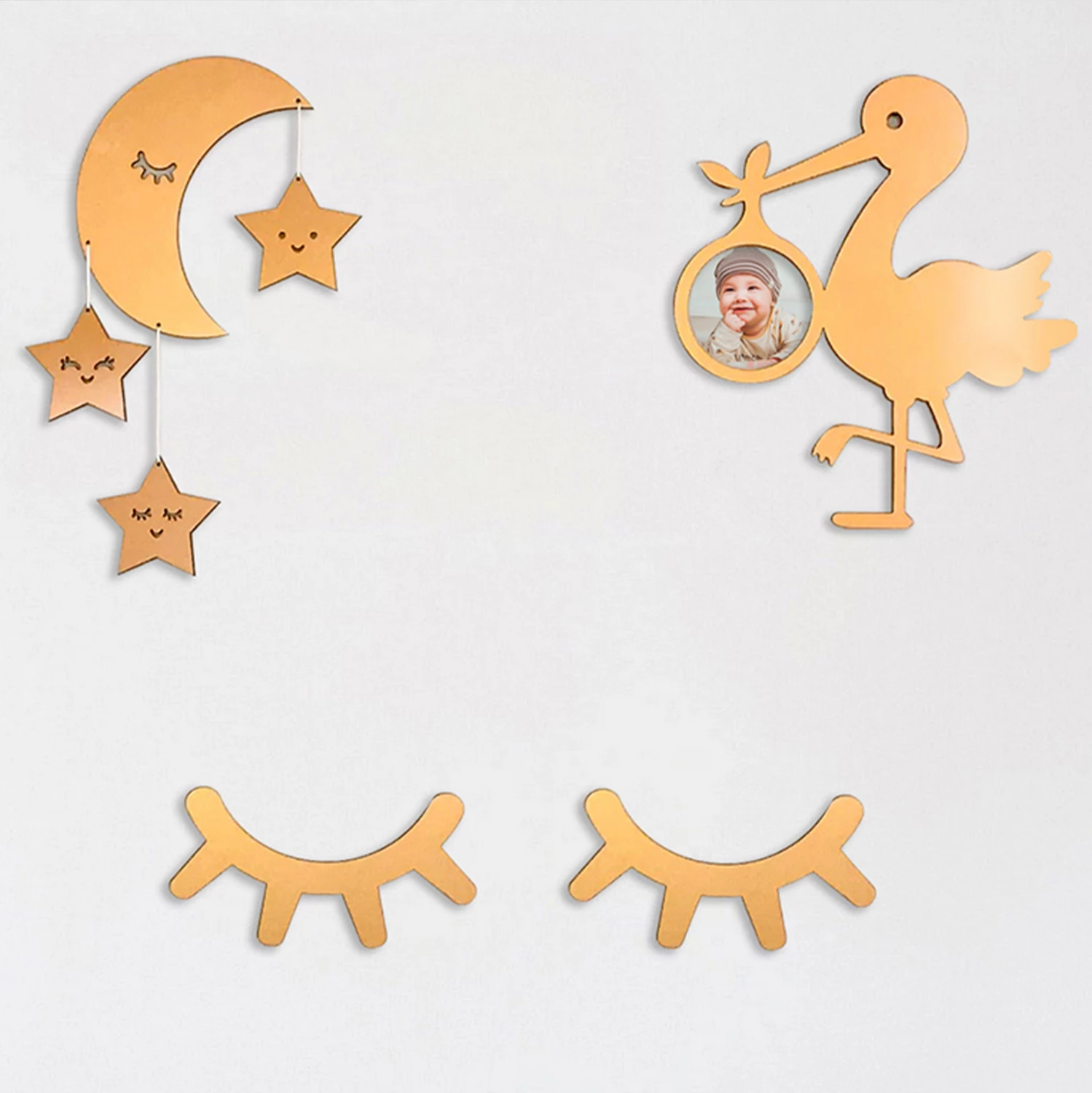 Set otroških dekorativnih stenskih elementov HARSHA les HM9207 50x35 cm