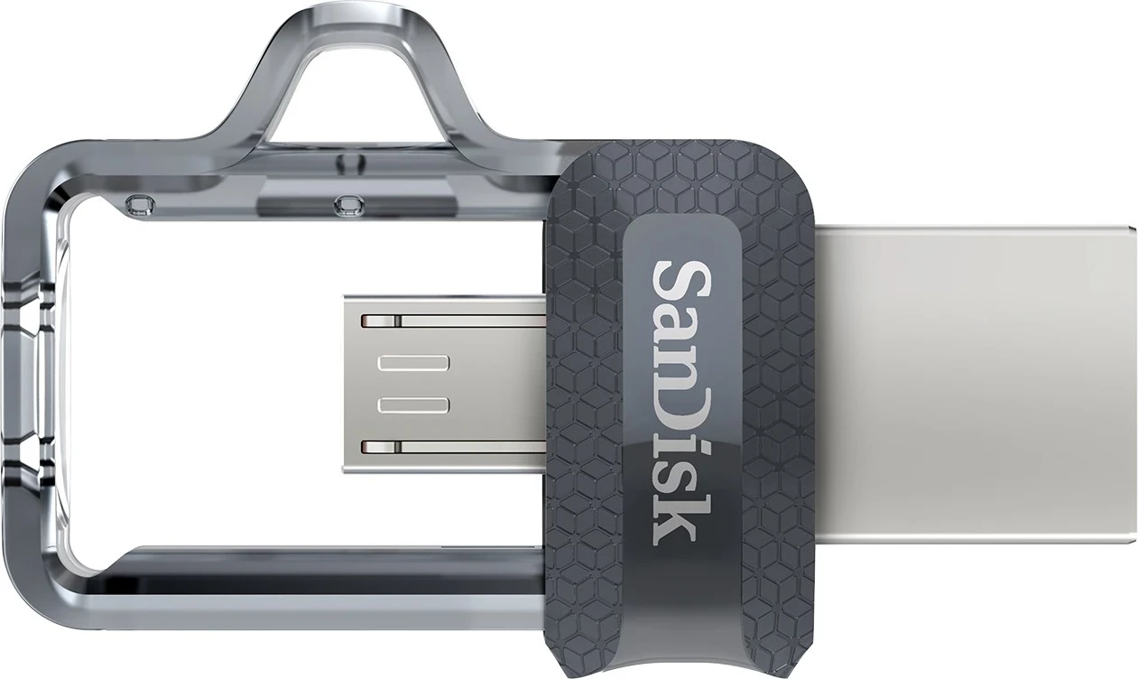 USB-pomnilnik 64 GB, SanDisk Ultra Dual m3.0, USB Type-A / Micro-USB 3.2 Gen 1, črn/srebrn/prosojen