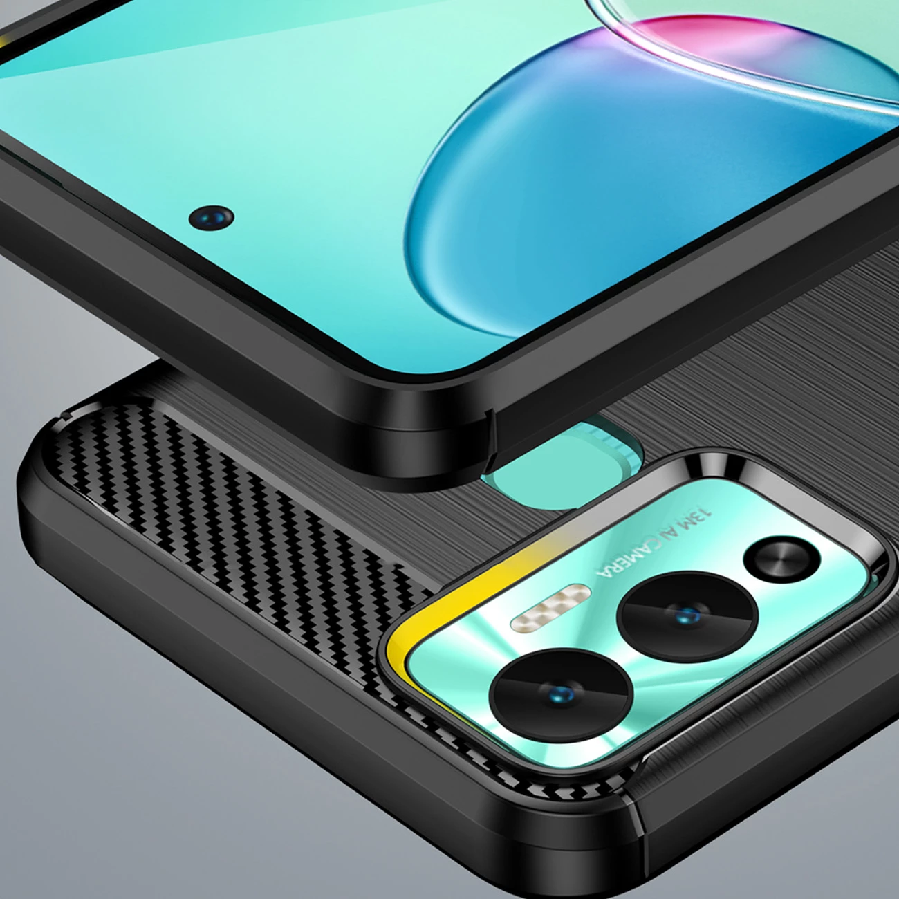 Ovitek za telefon Carbon Case za Infinix Hot 12 Play / Hot 12 Play NFC, Hurtel, TPU, črn