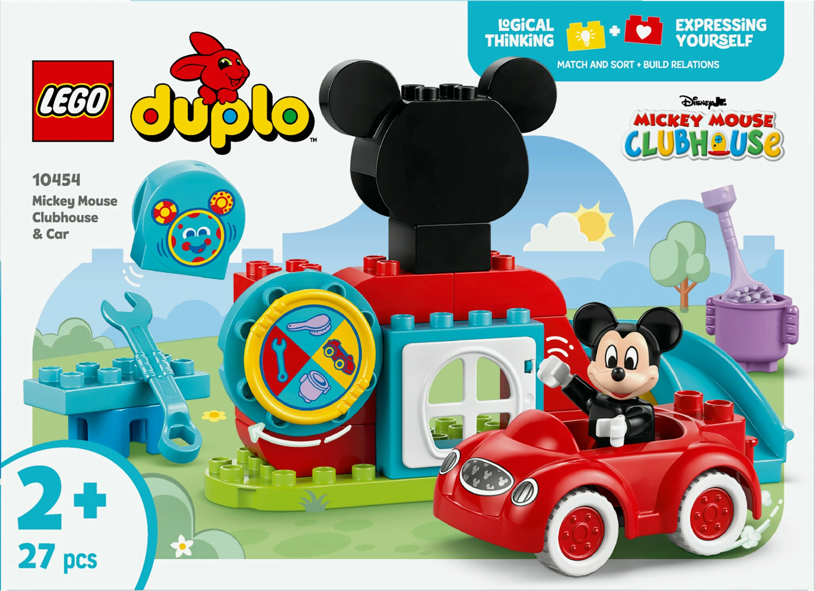 Igralni set Disney Mickey Mouse Clubhouse in avto, LEGO DUPLO, 27 kosov, večbarven