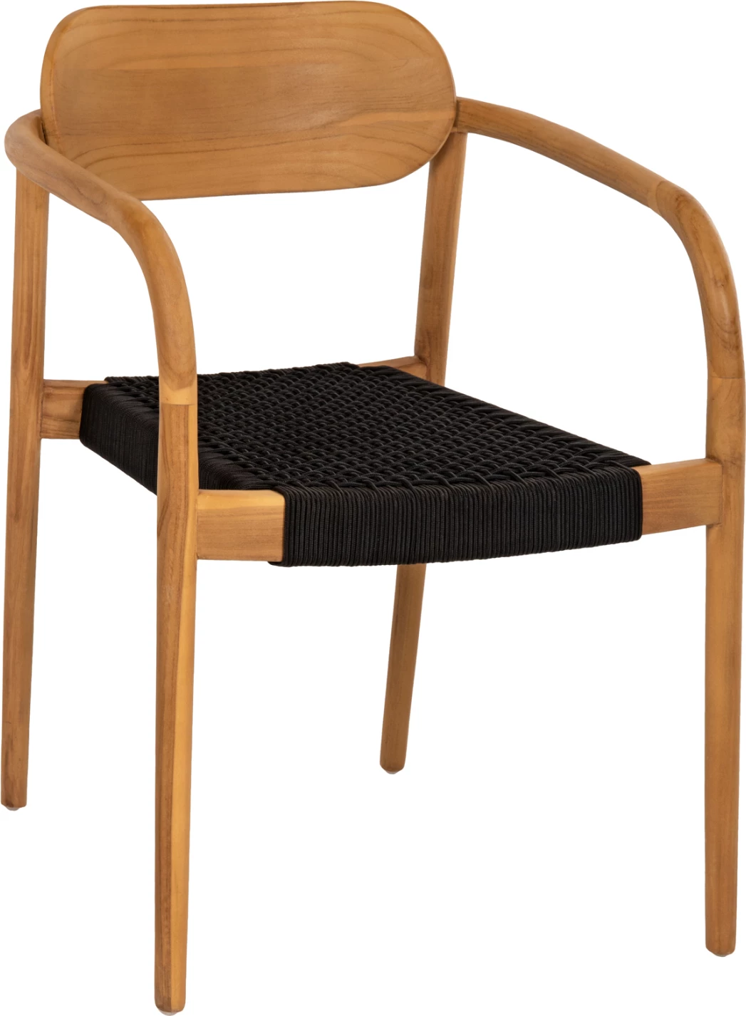 Fotelj OSLO iz tikovine v naravni barvi in črni vrvi 55x54x80Hcm