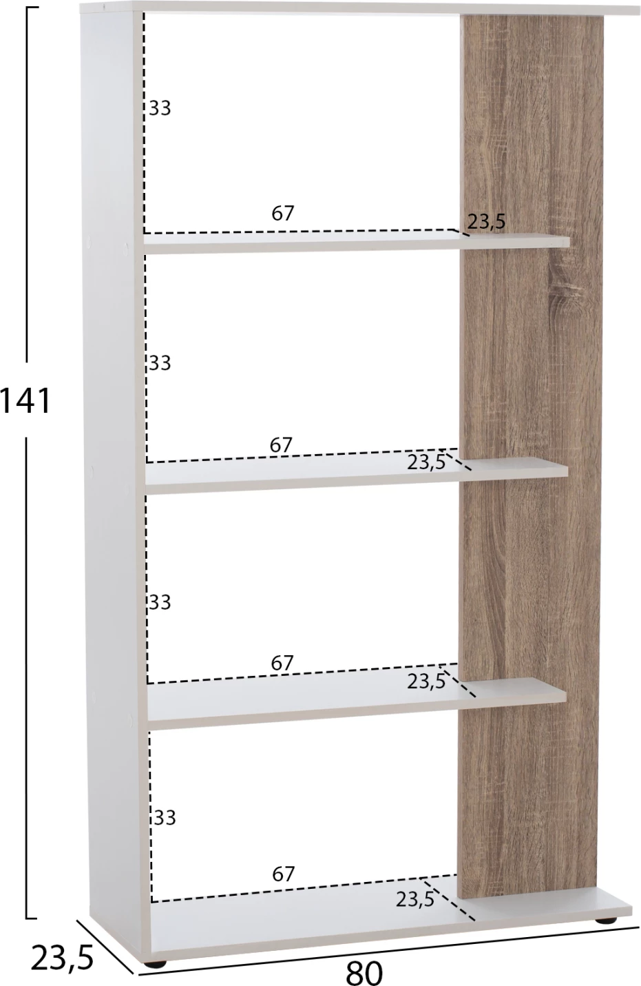 Knjižna omara Harvey FH8770 80x23x141 bela