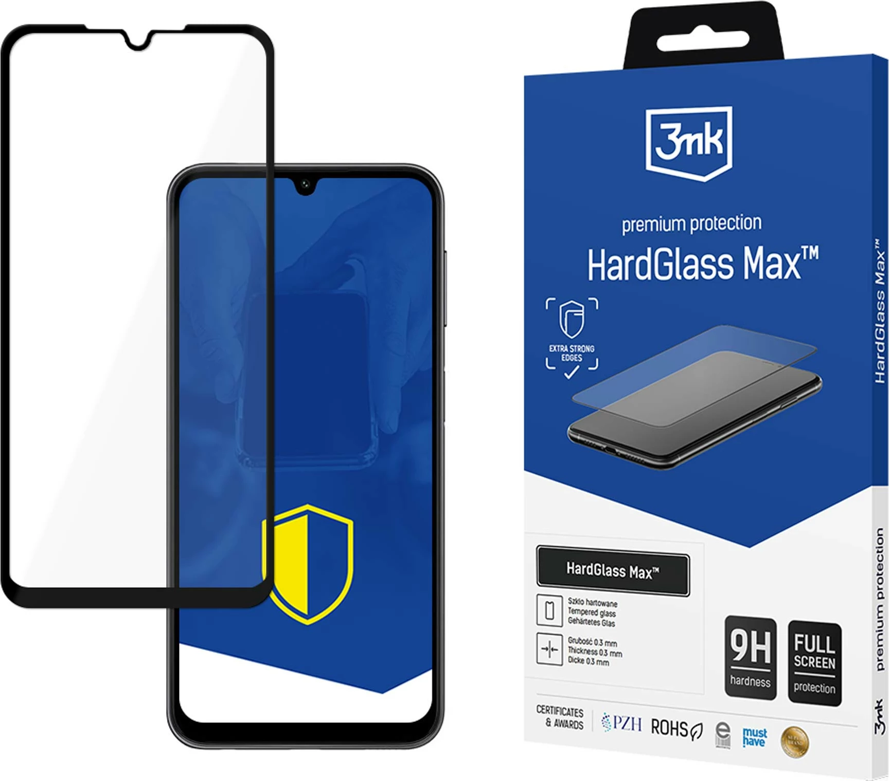 Zaščitno steklo 3mk HardGlass Max za Samsung Galaxy A24 4G/A25 5G, kaljeno, 0,3 mm